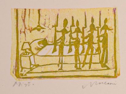 null Mino MACCARI (1898-1989)
Sans titre [4 soldats dans la chambre]
Lithographie,...