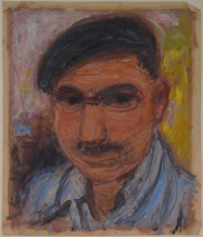 null [Ecole lyonnaise] Pierre THEVENIN (1905 1950)
Portrait d'homme en buste. 
Huile...