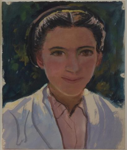 null [Ecole lyonnaise] Pierre THEVENIN (1905 1950)
Portrait de femme en buste.
Huile...