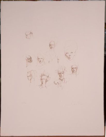 null Leonor FINI (1908-1996)
Etudes de visages
Pointe sèche, signée en bas à droite...