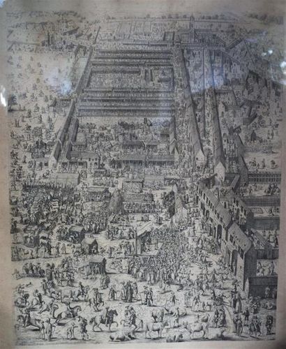 null d'après François CHAUVEL (XVIIe siècle) Scène de marché Estampe H. 34,5 - L....