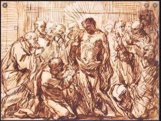 Thomas BLANCHET (1614-1689) 
L'incrédulité de saint Thomas
Huile sur toile, rentoilée.
H....