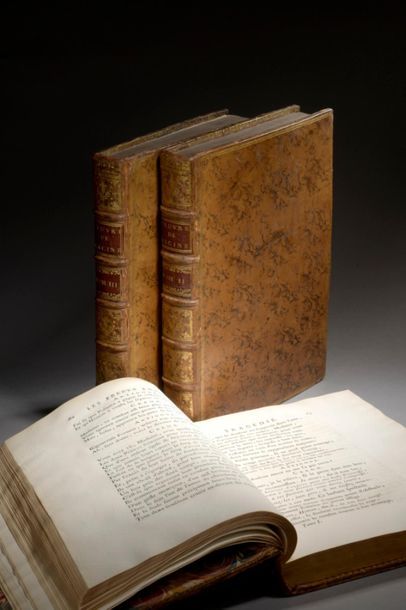 RACINE (Jean). OEuvres. Paris, 1760. 3 volumes in-4°, veau, triple filet doré encadrant...