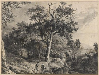 Attribué à Jean-Antoine CONSTANTIN, dit Constantin d'Aix (1756-1844) 
Paysage animé...
