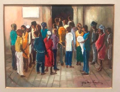null Yves MICHAUD (1950-)

Haitians queuing

Oil on isorel signed and dated 79 lower...