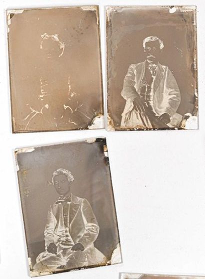 null Ensemble de 7 négatifs au collodion, c. 1860 Portraits pris en studio, c.1860...