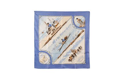 null HERMES Paris.
Printed silk twill square titled "Grønland" signed Ledoux, predominantly...