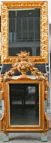 Petite glace à fronton in lacquered and gilded wood in the style of the 18th century...