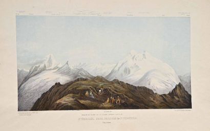 Les Alpes du Valais Suisse Suite of six lithographs (including one in black) after...