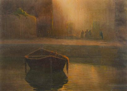 Casimir REYMOND (1893-1969) Boat on the canal Martigue or Venice
Large watercolour...