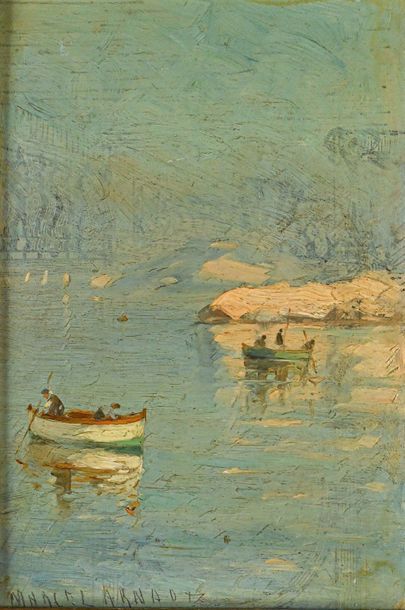 Marcel ARNAUD (1877-1956) Two boats at anchor
Oil on panel, signed lower left
H....