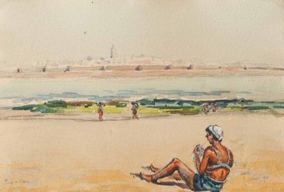 H. TOULOY Rabat Beach 

Watercolor on canson, signed and dated 1936 lower right,...
