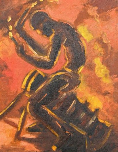 Attribué à Charles Alphonse COMBES (1891-1968) The percussionist 

Oil on panel 

H....