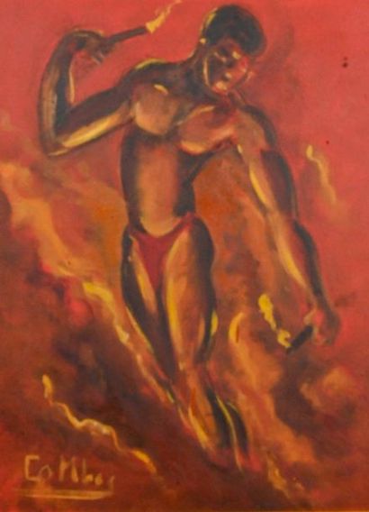 Charles Alphonse COMBES (1891-1968) The dance of fire 

Oil on panel 

H. 87 cm W....