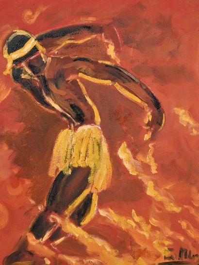 Charles Alphonse COMBES (1891-1968) Dancer with yellow loincloth

Oil on panel signed...