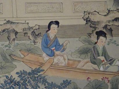 null CHINE - Epoque de la République MINGUO (1926-1949)
Peinture sur tissu, à sujet...