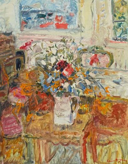 null Marcel SAINT-JEAN (1914-1994)
La table fleurie
Huile sur toile, signée en bas...