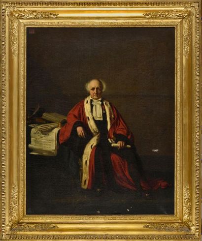 null Georges DUPRE (1807-1853)
Portrait en pied de M. le président R***
Huile sur...