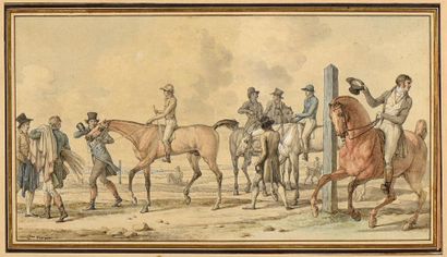 null Carle VERNET (1758-1836)
Scène de course de chevaux
Aquarelle, plume, encre...