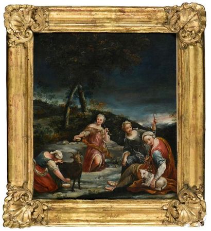 null Atelier de Giuseppe Maria CRESPI (1665-1747)
Scène pastorale
Huile sur toile,...