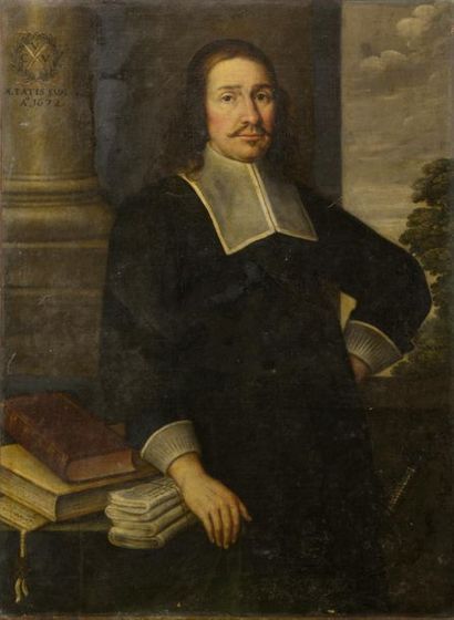null Ecole HOLLANDAISE du XVIIe siècle
Portrait d'homme 
Huile sur toile, monogrammée...