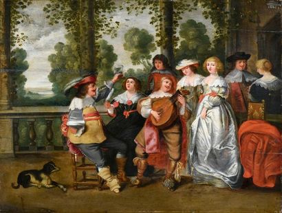 null Atelier de Christoph Jacobsz. VAN DER LAMEN (c.1606-c.1651)
Concert galant
Huile...