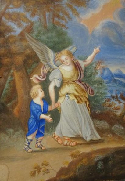 null Ecole FRANCAISE du XVIIe siècle
Ange gardien guidant un enfant
Gouache sur parchemin
H....