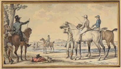 null Carle VERNET (1758-1836)
Scène de course de chevaux
Aquarelle, plume, encre...