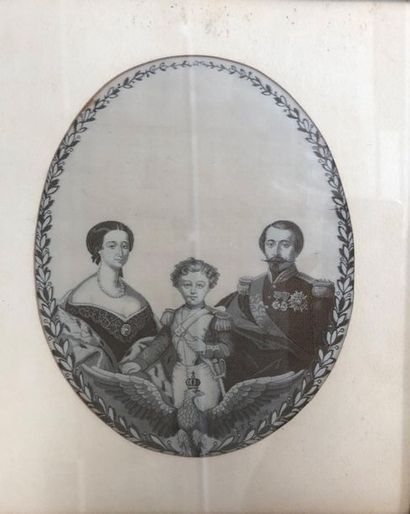 null Deux tableaux tissés, Napoléon et Eugénie et la famille impériale, Saint Etienne,...
