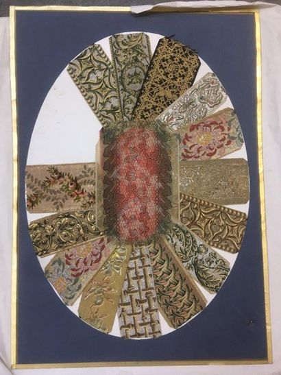null Two compositions with ribbons and brocades from the end of the 19th century,...