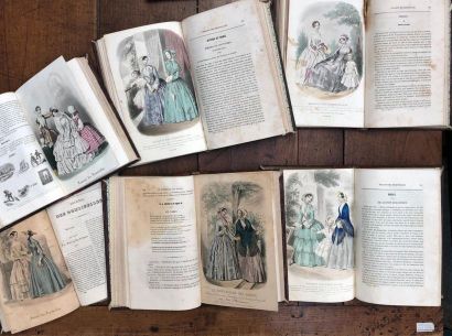 null Réunion de journaux de mode, 1847 à 1851, 

volumes reliés tirés de différents...