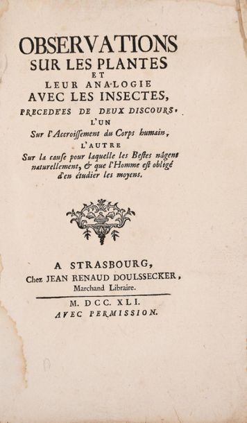 null BAZIN (G.A.). Observations on plants and their analogy with insects, preceded...