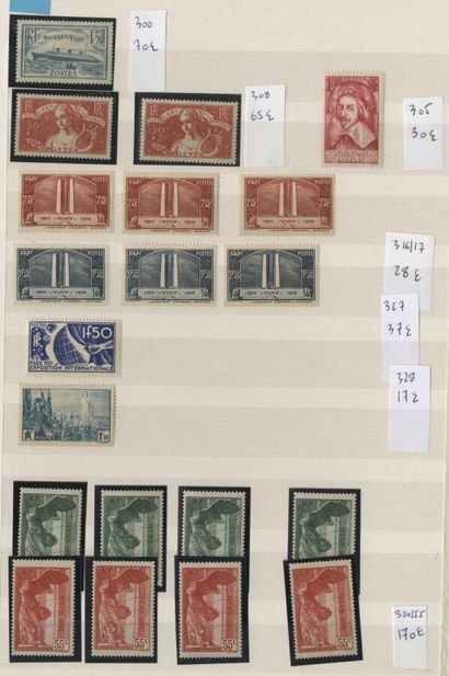 null A hinged binder of mint French stamps with hinge dimension 6 000 €. Examples...