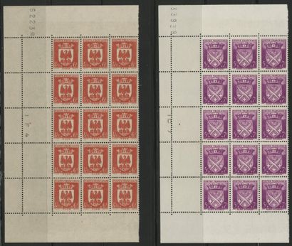null Stock of France in Sheets, in panels of 25 copies or in new blocks ** without...