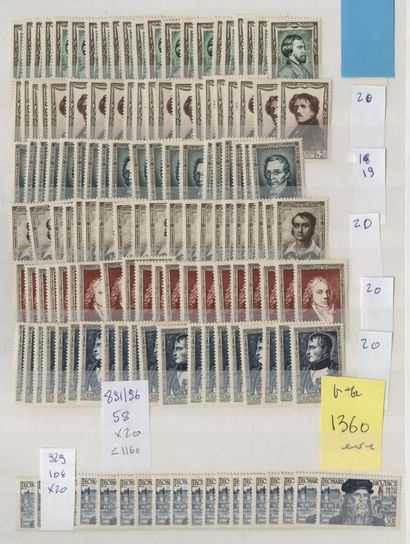 null French stock with mint stamps without hinge ** (except for a few rare copies...