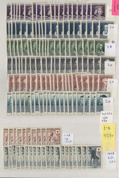 null French stock with mint stamps without hinge ** (except for a few rare copies...