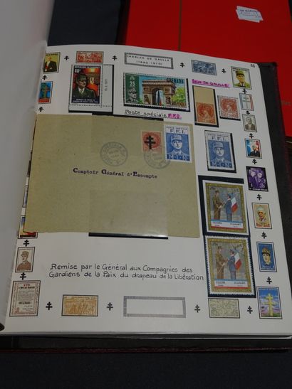 null Thematic collection on General de Gaulle in two albums including gold stamp....