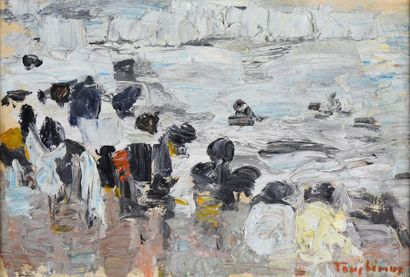  Jacques TRUPHÉMUS (1922-2017) Les falaises blanches, vers 1962 Huile sur papier...