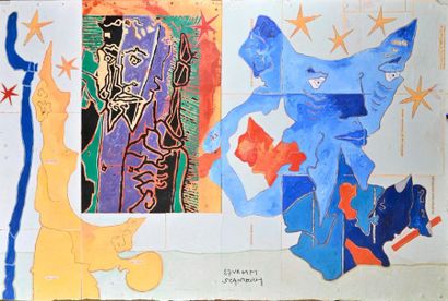 Jean-Marc SCANREIGH (né en 1950) Emouvante géométrie, 2000 Technique mixte et collage...