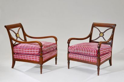 Maurice HIRCH (XXe siècle) Paire de fauteuils...