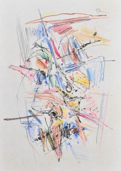  Claude PROUVE ( 1929 - 2012 ) Sans titre Crayon gras H.36 cm L. 26 cm 