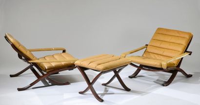  Ingmar RELLING (1920-2002) - Westnofa éditeur Paire de fauteuils pliants en palissandre...