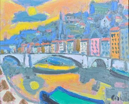 null Jean COUTY (1907-1991)
Lyon, la Saône et le quartier Saint-Georges, 1986
Huile...