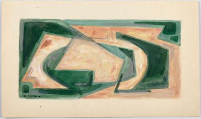  Daniel GLORIA (1908-1989) Composition cubiste géométrique Gouache, signée en bas...
