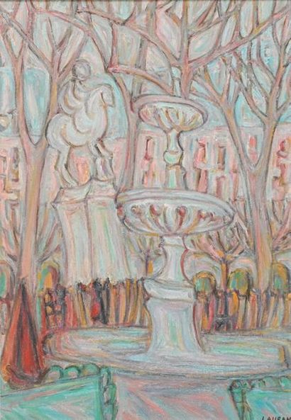  André LAURAN (1922-2009) Place des Vosges, Paris, 1994 Huile sur toile, signée et...