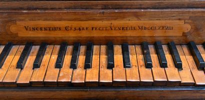 null Intéressant pianoforte table italien du XVIIIe siècle portant la signature Vincentius...