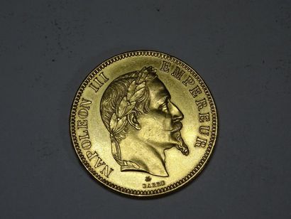 null Une pièce de 100 Fcs or Napoléon III tête laurée, Paris: 1862
Poids : 32,2 g
Chocs...