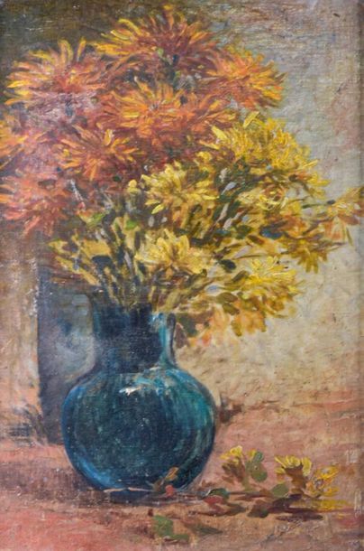 null Ecole FRANCAISE du XIXe siècle
Bouquet de fleurs jaunes
Huile sur carton
H....