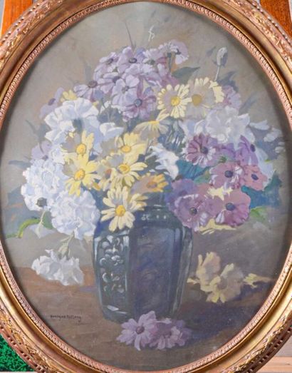 null Georges RITLENG (1875-1972)
Fleurs dans un pot en verre
Gouache sur papier,...