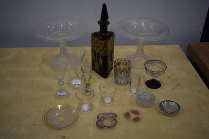 null "A set of blown, engraved and enamelled glasses comprising: 2 Bohemian cake...